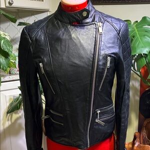 Zara genuine sheepskin leather Moto jacket